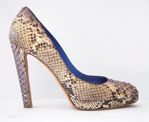 SERGIO ROSSI 40 Gray Lavender Python Platform Pumps Heels 9.5 - Picture 1 of 5