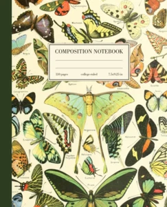 Composition Notebook College Ruled: Luna Moth Butterfly Vintage Botanical Ill... - Picture 1 of 12