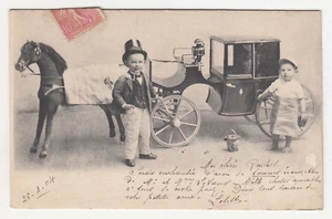 *** Fantaisie _ Enfants haut de forme devant mini calèche *** 1904 - CPA 1822 - Picture 1 of 2