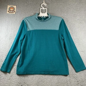 T By Talbots Active Shirt Top Women's Long Sleeve Pullover Cotton Green Size XLP - Picture 1 of 9