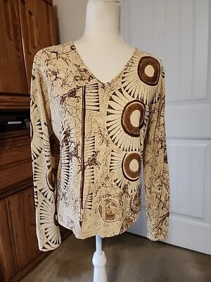 Joseph A. Qu'est- Cequec 'Est Silk?  Blouse - Brown/V-Neck Long Sleeve  - Image 1 of 4