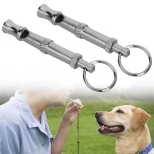 2x Metal Dog Whistle Trainer Recall Stop Barking Not Silent Pet Puppy Training - Picture 1 of 9