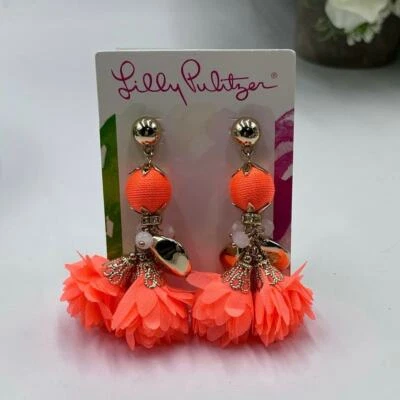 Pendientes Lilly Pulitzer "Full Bloom" en Estilo Naranja Tangelo #: 004703 40 Nuevos  Foto 1 de 4