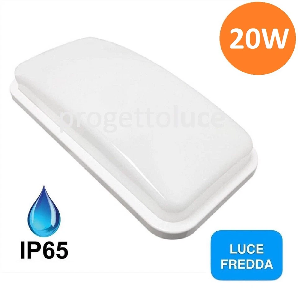 Plafoniera a LED APPLIQUE A MURO bianco da 20W Impermeabile IP65 esterno  - Immagine 1 di 3
