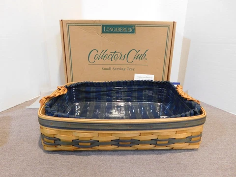 Longaberger 1996 CC Small Serving Tray Basket with Protector, Liner  NEW Cover