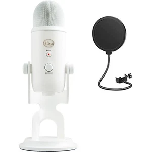 NEW Blue Yeti USB Microphone for Streaming Gaming on PC & Mac White + Pop Filter - Picture 1 of 7
