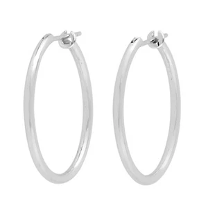 18k Oro Blanco Aro Pendientes Joyería Fina - Imagen 1 de 6