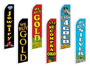 Wir kaufen goldene Werbung Flattern Feder Flagge Swooper Banner Bargeld für Schmuck - Bild 1 von 9