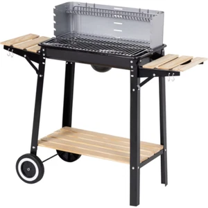 Holzkohlegrill höhenverstellbar mit Rädern & Seitenablage 94x41x85 cm Outdoor - Bild 1 von 4