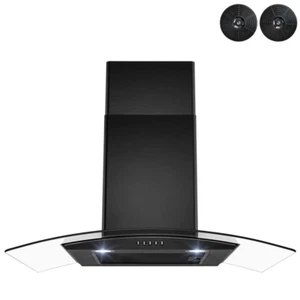 Golden Vantage Wall Mount Range Hood 30-In 217-CFM Indoor Black Stainless Steel - Picture 1 of 10
