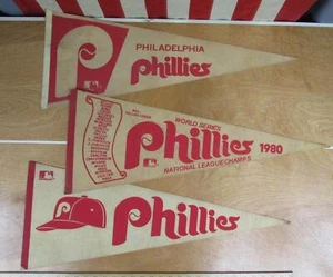 Vintage Philadelphia Phillies Baseball Pennants Group 1980 World Series MLB #5 - Picture 1 of 11