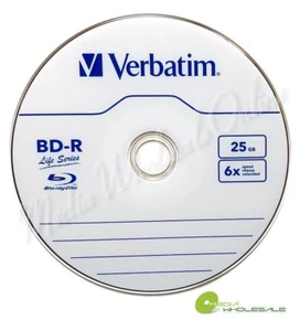 5 VERBATIM 6X Blu-Ray BD-R 25GB Branded Logo in White Paper Sleeves - Picture 1 of 2