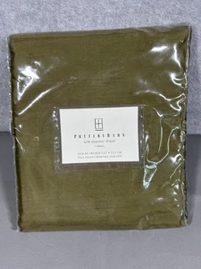 Pottery Barn Silk Dupioni Drape Rideau One Panel 50" x 84" Green Pole Pocket Top - Picture 1 of 7