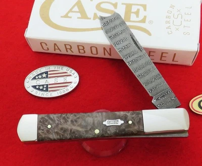 Cuchillo de afeitar Case XX escalera Damasco 2024 arce burl cuchillo exacto mostrado sin precio base Foto 1 de 4