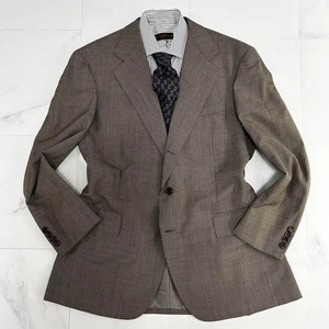 RING JACKET New Balloon Tailored Wool Jacket 19SS Men's Size 44 Brown Plaid 7F - Picture 1 of 10