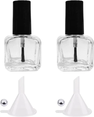Botellas de esmalte de uñas vacías de 2 piezas con cepillo pequeñas botellas de vidrio de 5 ml con tapa funne Foto 1 de 4