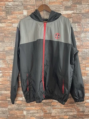 Marvel Deadpool Chaqueta Suéter Para Hombres XL Manga Larga Cremallera Gráfico Negro Rojo Y2K Foto 1 de 4