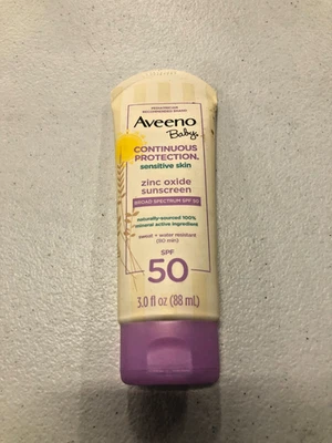 Protector solar Aveeno Baby protección continua óxido de zinc FPS 50 3 oz EXP. 6/2026 Foto 1 de 2