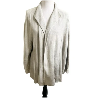 Blazer Eileen Fisher Frente Abierto Lino Mezcla Algodón Talla 2X Bronceado Natural Mínimo Foto 1 de 4