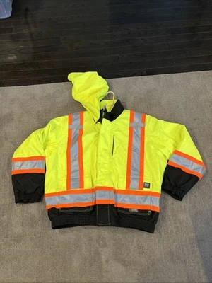 Work King  Mens 3XL XXXL HiVis Safety Bomber Work Coat Jacket AND FLEECE. 3M - Image 1 of 4