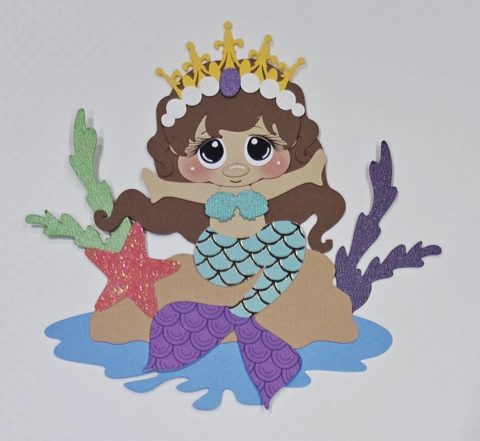 Cabello castaño Sirenita. Álbum de recortes, piezas de papel para hacer tarjetas Foto 1 de 1