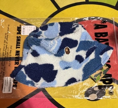 Bape ABC Blue Camo Pile Jacquard Fleece Bucket Hat Sz Large New Authentic & Rare - Image 1 of 4