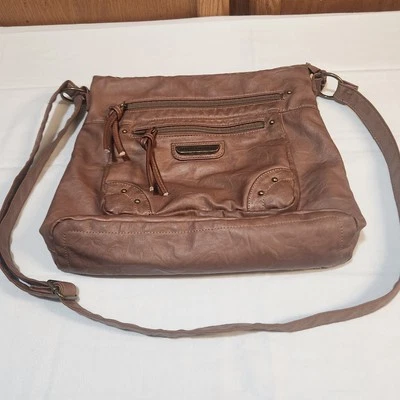 Stone Mountain Brown Leather Crossbody Purse Bag Adjustable Strap Pockets - Image 1 of 4