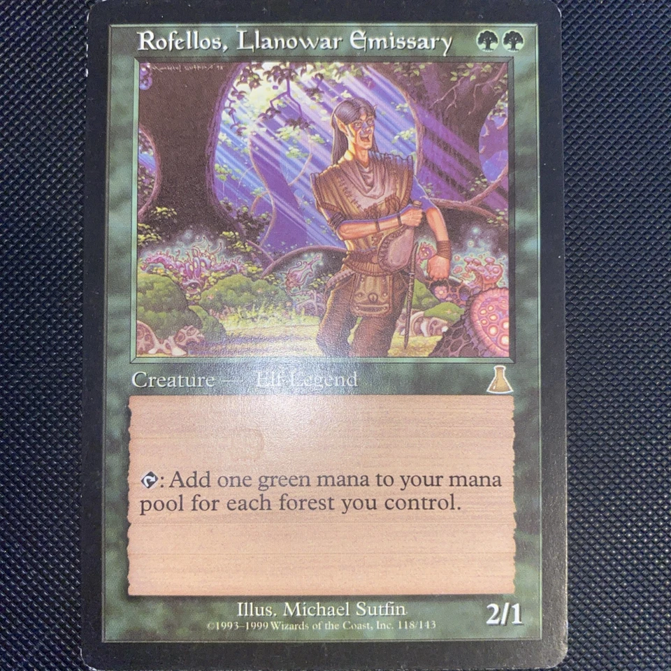 English - MTG Rofellos, Llanowar Emissary - MP - Reserved List - Urza’s Destiny - Image 1 of 2