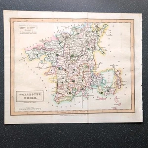 Original 1832 Antique Map Of Worcestershire Chapman Sidney Hall - Picture 1 of 1