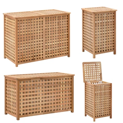 Wäschekorb mit Deckel Massivholz Walnussholz Wäschetruhe Wäschetruhe Langlebig - Bild 1 von 4