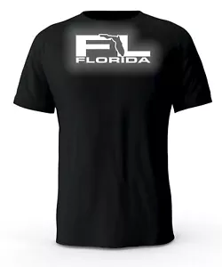 Florida FL State Reflective Logo Black T-Shirt - Picture 1 of 3