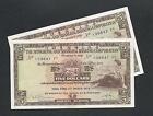 CHINA / 2 x 1975 Hong Kong & Shanghai HSBC 5 Dollars Consecutive # Uncirculated 