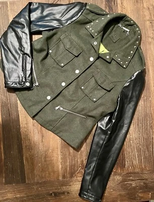 Jou Jou J2 Wool Blend Vegan Leather Biker Moto Jacket Women’s Size XL Runs Small - Image 1 of 4