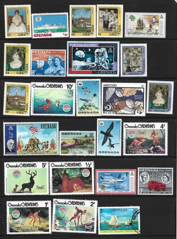 Grenada, 25 Stamps, Assorted, Used Cover