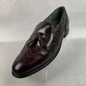 Nunn Bush Halbschuhe burgunderfarbene Lederquaste Brogue runde Zehenpartie Slipper Schuhe Größe 8M - Bild 1 von 11