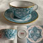 Perfect Condition ~Spode Primrose Miniature Cup Saucer~Teal Blue/Turquoise (C4)