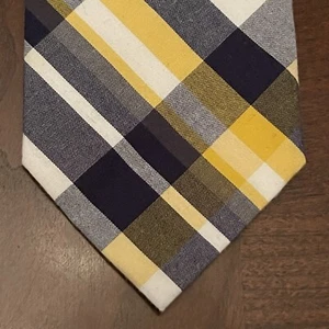 Express Blue Gold 100% Cotton Men’s Neck Tie Made In China - Picture 1 of 9
