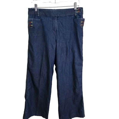 Pantalones de mezclilla Larry Levine vintage estilo marinero náutico pierna ancha talla 10p Foto 1 de 4
