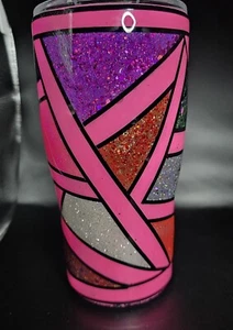 Handcrafted Tumbler Geometric Design Multicolor Glitter Stainless Steel 20oz - Picture 1 of 7