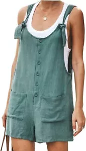 Yeokou Women's Casual Summer Cotton Linen Rompers Overalls Jumpsuit Shorts - Picture 1 of 13
