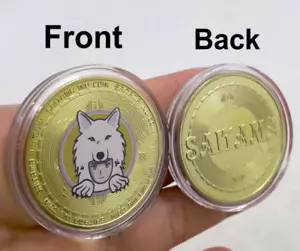 SAITAMA INU CRYPTO SAITAMASK Collectible Gold Plated Souvenir Coin WOLF PACK - Picture 1 of 4