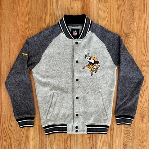 Minnesota Vikings G-III NFL Varsity Jacket Medium Embroidered Logos Clean Cover