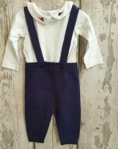 Spanish / Romany Style Baby Boy Knitted Trousers with Braces and Top Set /Outfit - Picture 1 of 3