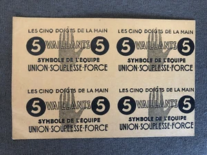 Rare billets de 5 vaillants du mouvement des Coeurs Vaillants 1942 - Imagen 1 de 2