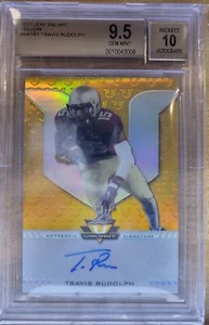 BGS 9.5 2017 Leaf Valiant Rookie Gold wave Auto BA-TR1 Travis Rudolph 9/10 POP 1 - Picture 1 of 4