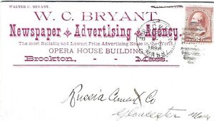Bryant Zeitung Werbeagentur, Brockton MA riesige Anzeige 1888 2c #210