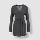 $161 Else Women's Gray Base Layer Long Sleeve Soft Wrap Robe Size M/L