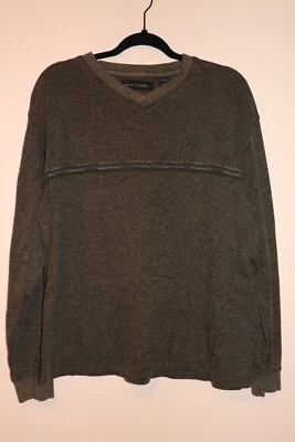 VTG PIERRE CARDIN Gray V-neck Men's Sweater Stripped Size L  - Image 1 of 4