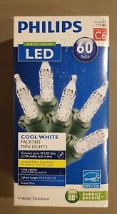 New Philip 60ct Cool White C6 Mini Lights LED 88% Energy Savings 19.6 FT L