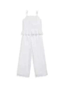 Polo Ralph Lauren Eyelet Tank Top & Pants Set Girls' 6 White Shoulder Straps - Picture 1 of 16